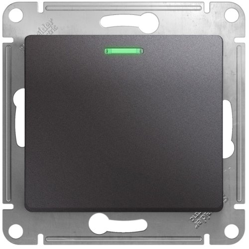 Выключатель с подсветкой без рамки Systeme Electric Glossa 1-кл. графит фото Выключатель с подсветкой без рамки Systeme Electric Glossa 1-кл. графит картинка